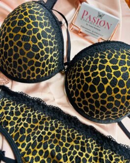 Conjunto Lencería Animal Print Encaje Pasión