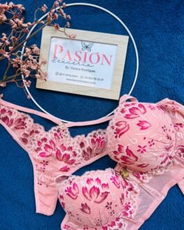Conjunto Lencería Rosa Encaje Pasión