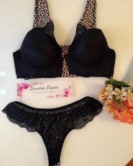 Conjunto Lencería Negro print