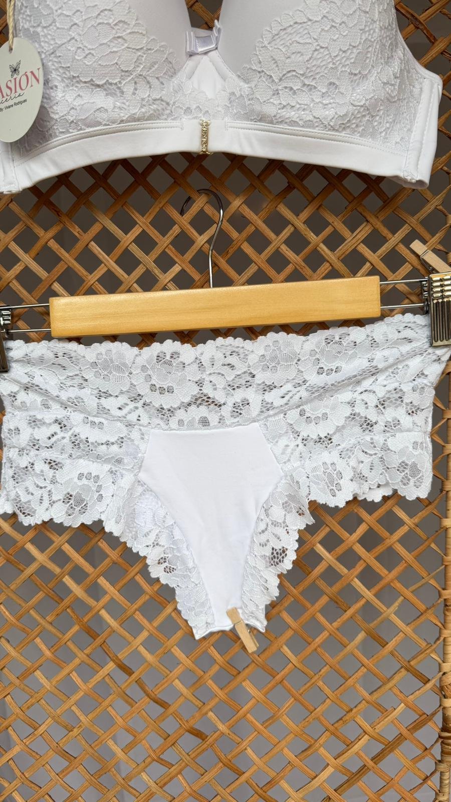 Conjunto Lencería blanco Delicado Encaje - Imagen 3